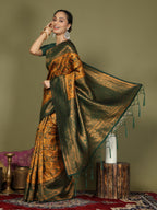 Shree Shyam Fashion Lichi Silk Yellow Saree - Distacart