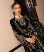 Prazu Fashion Black Chinon Silk Embroidered Salwar Suit - Distacart