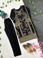 Prazu Fashion Black Chinon Silk Embroidered Salwar Suit - Distacart