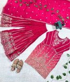 Prazu Fashion Pink Chinon Silk Embroidered Sharara Suit - Distacart