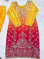Prazu Fashion Yellow Chinon Silk Embroidered Sharara Suit - Distacart