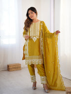 Prazu Fashion Yellow Chinon Silk Embroidered Salwar Suit - Distacart