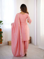 Prazu Fashion Baby Pink Chinon Silk Embroidered Salwar Suit - Distacart