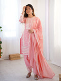 Prazu Fashion Baby Pink Chinon Silk Embroidered Salwar Suit - Distacart