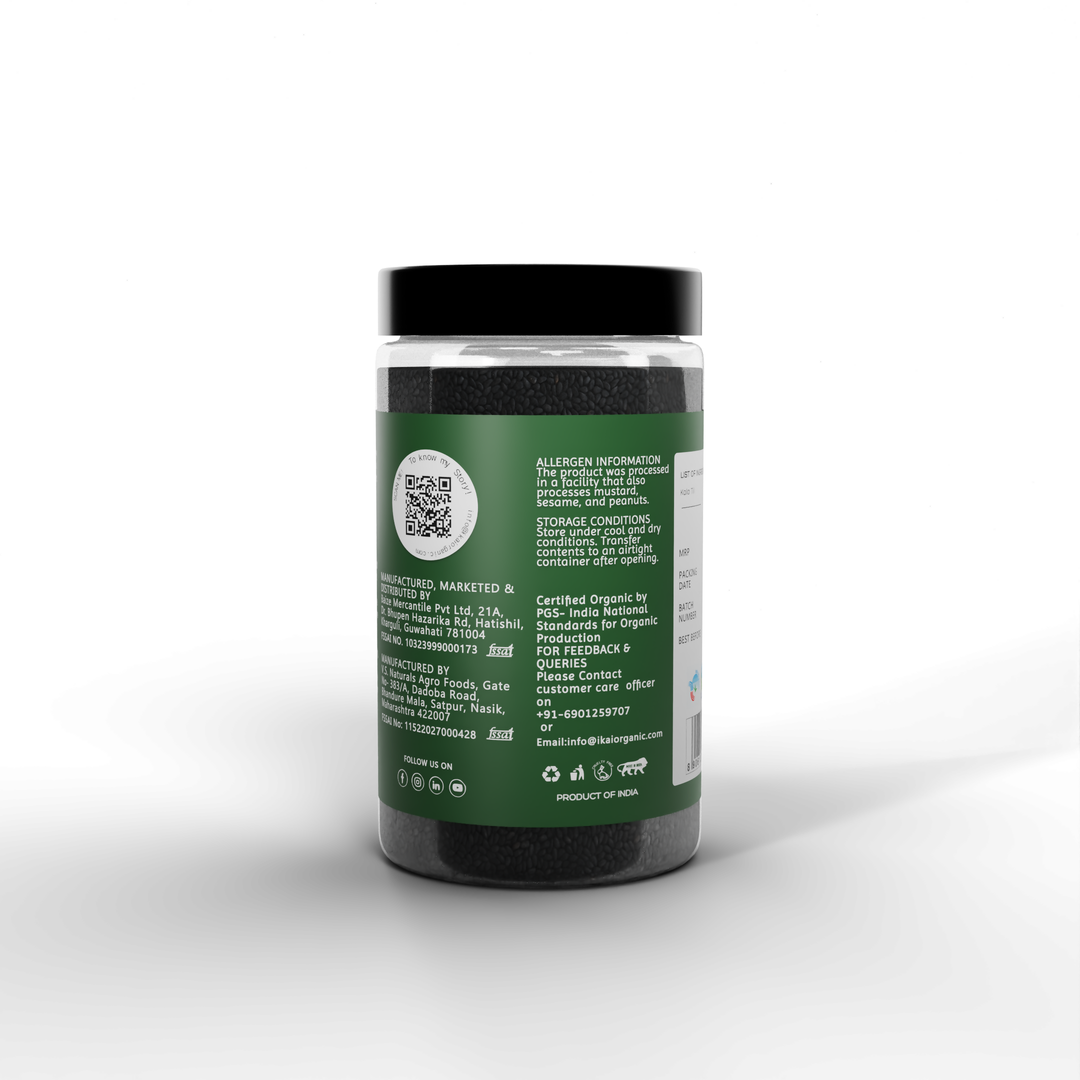 4 - Organic Black Sesame Seeds - 100g
