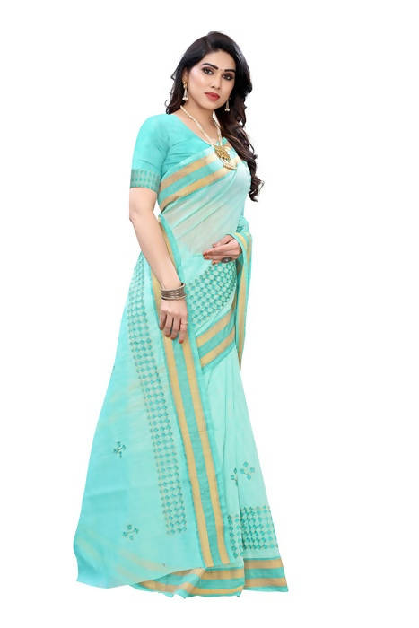 Vamika Embroidery Rama Green Chanderi Sarees