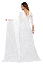 Vamika White Pearls Net Saree - Distacart