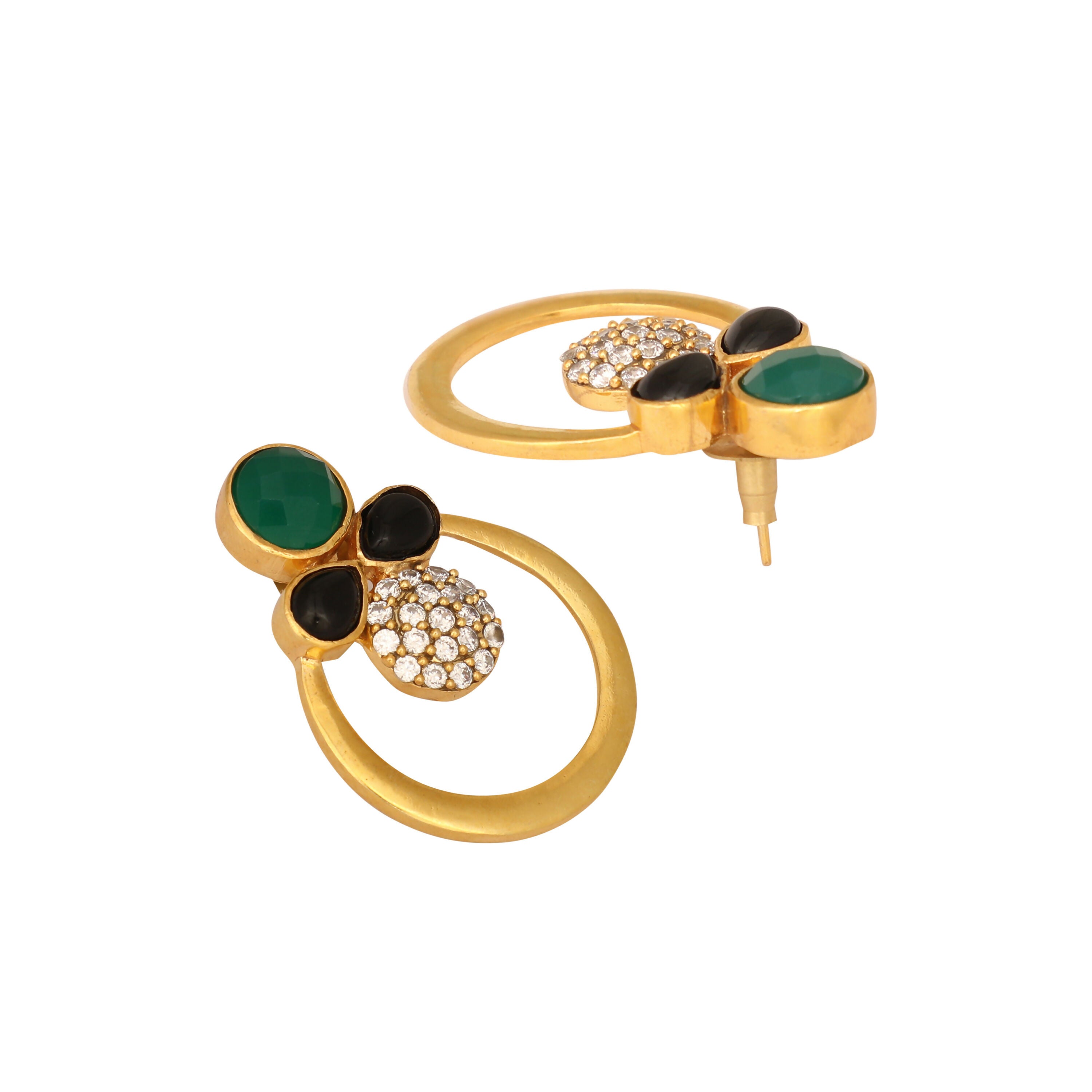 Nuyug 22K Gold Plated Cubic Zirconia Studded Contemporary Stone Earrings - Distacart