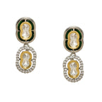 Double Mufli (peanut) Meenakari and Diamond Earrings (Silver) - Ruby Raang - Distacart