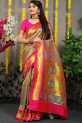 Jyoti Fashion Women's Grey Banarasi Silk Zari Woven Saree with Blouse