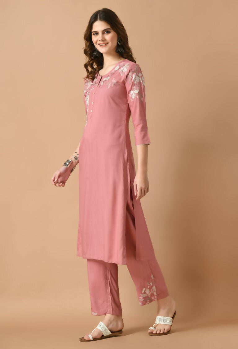 Joban Fashion Rose Gold Cotton Rayon Kurta Set