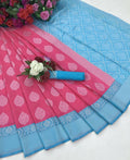 DEIANA'S Beautiful Designer Golden zari Soft Lichi Silk Saree - Pink