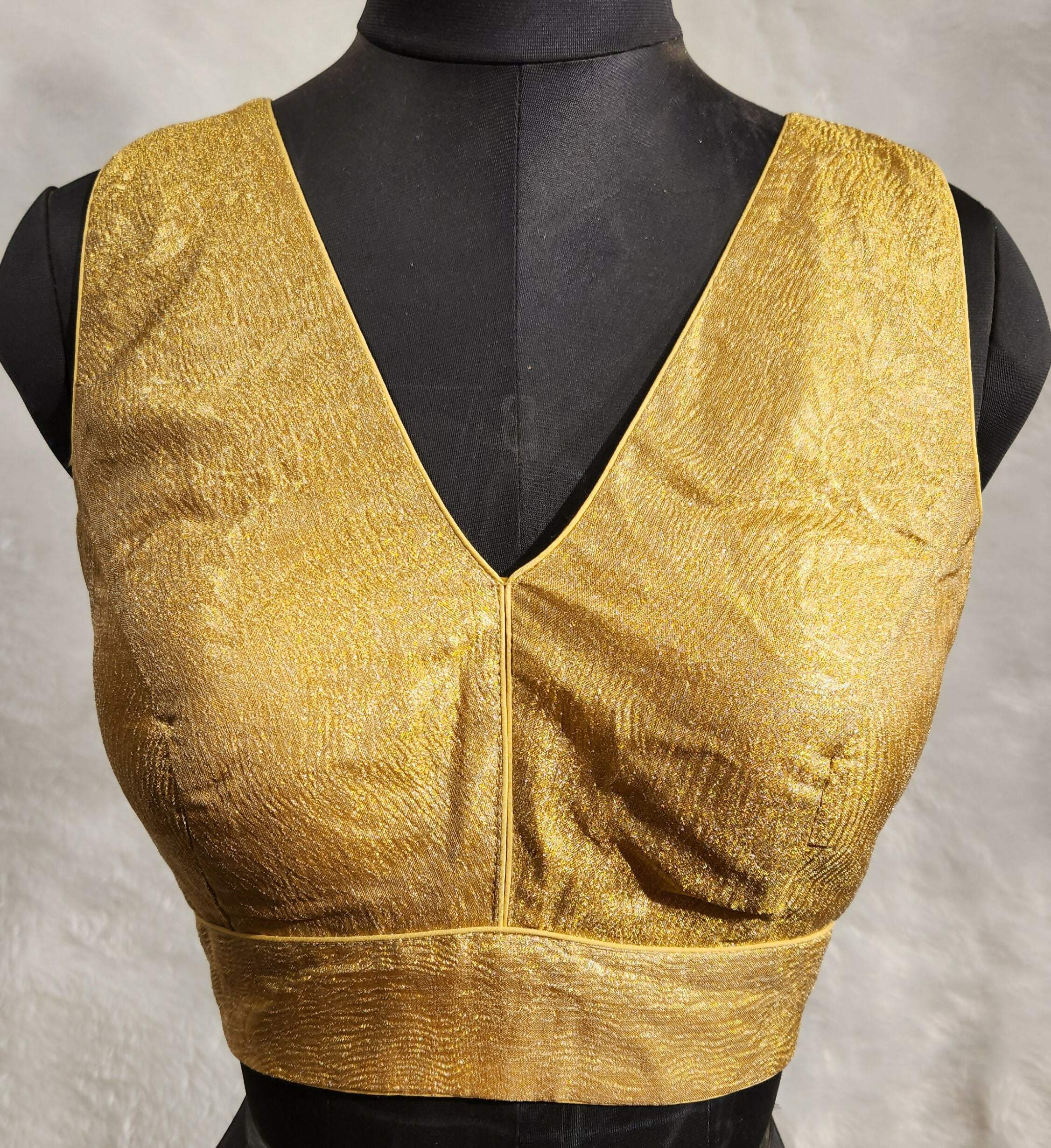 Kia Fashions Gold Crush Tissue Self Design Readymade Blouse - Distacart
