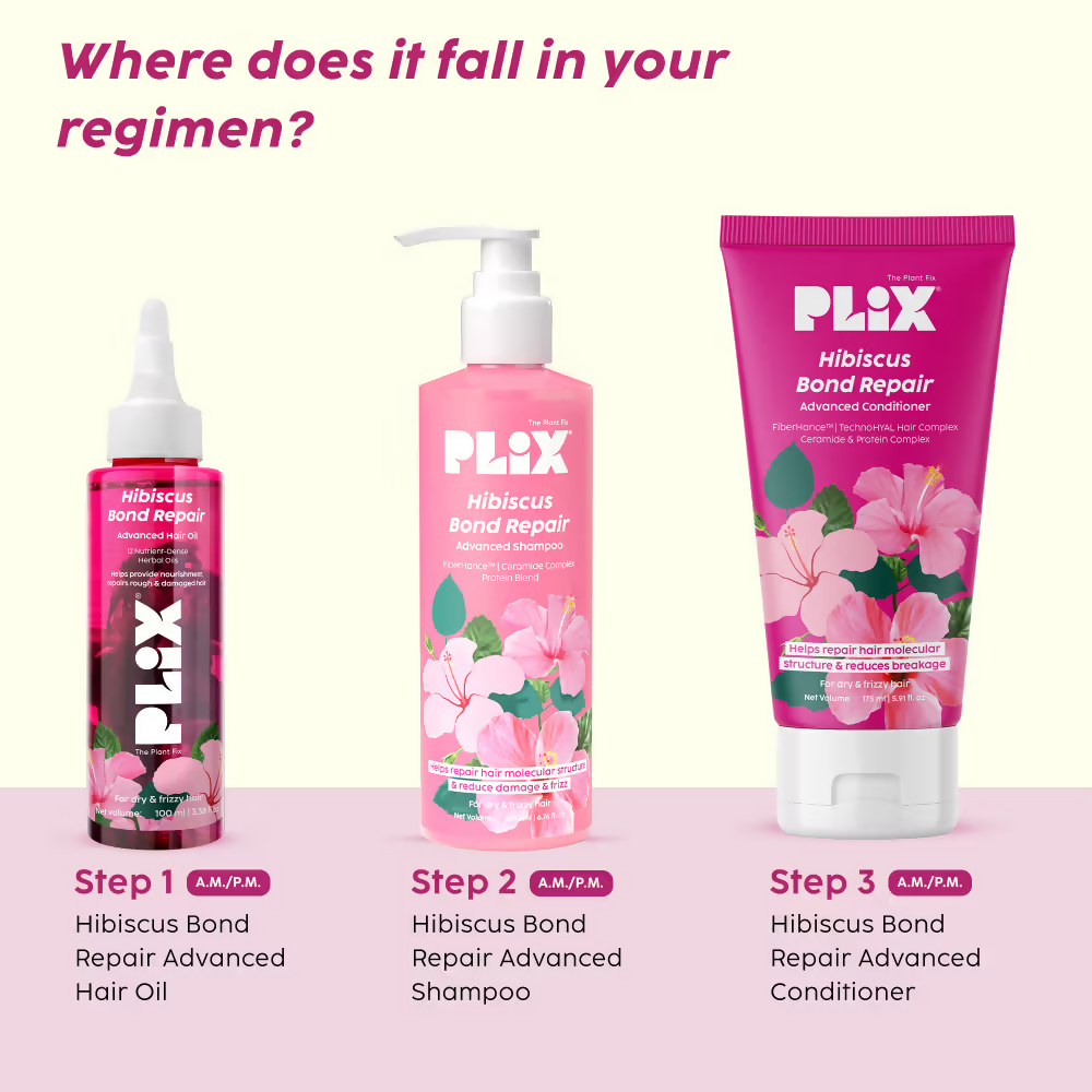 PLIX The Plant Fix Hibiscus Bond Repair Advanced Hair Oil & Shampoo