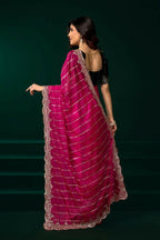 Joban Fashion Rani Pink Net Party Wear Sarees - Distacart