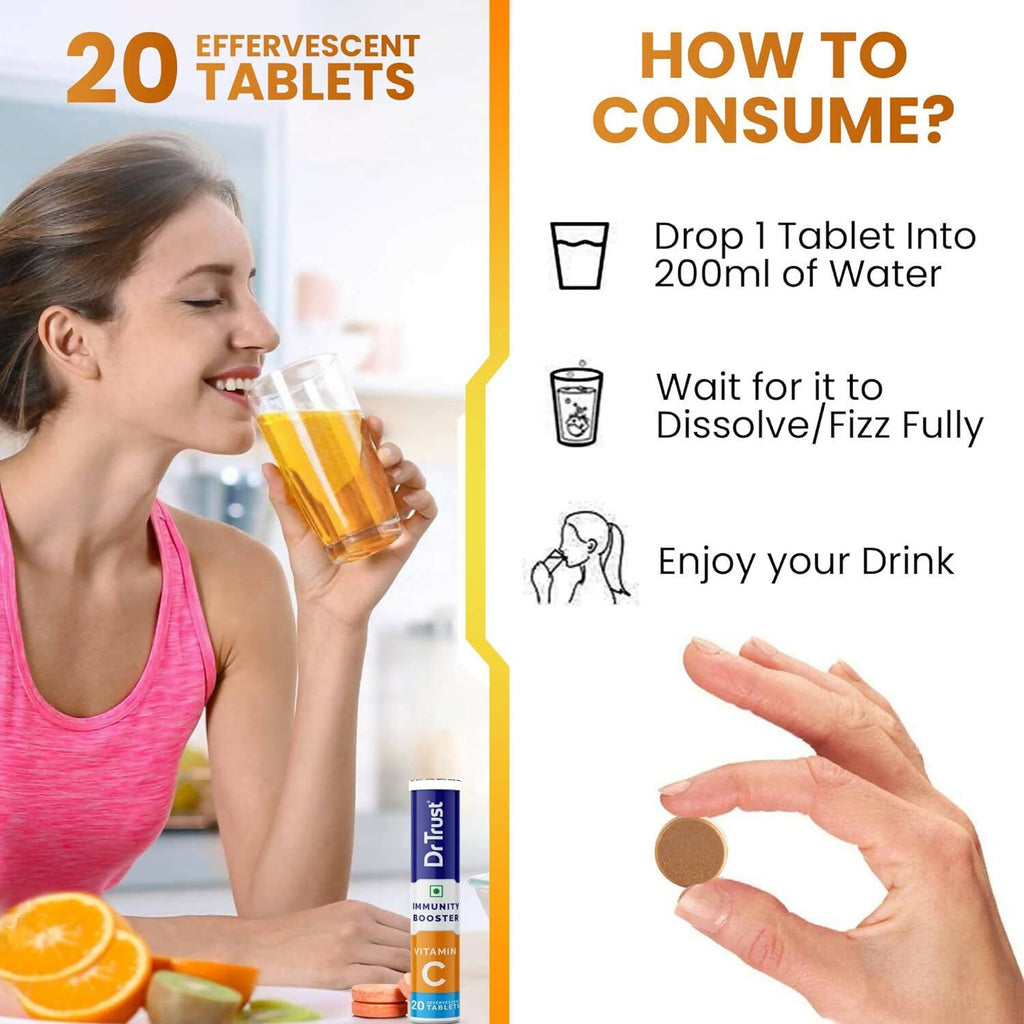 Dr Trust Vitamin C Effervescent Tablets - Orange Flavor - Distacart