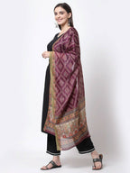 Myshka Black Cotton Half Sleeve V Neck Solid Casual Kurta Pant Dupatta Set