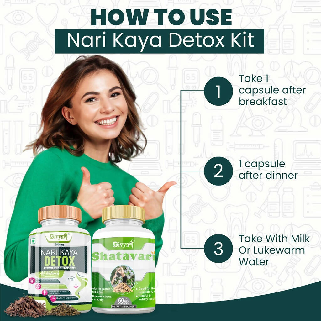 Divya Shree Nari Kaya Detox Capsule and Shatavari Capsule Combo - Distacart