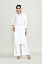 Joban Fashion White Rayon Kurta Set