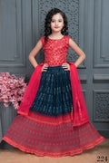Kids Wedding Designer Blue Georgette Lehenga Choli - Aaradhna