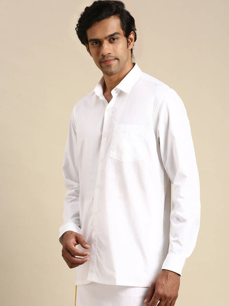 Ramraj Cotton Mens Full Sleeve White Shirt Plus Size - Pure Cotton