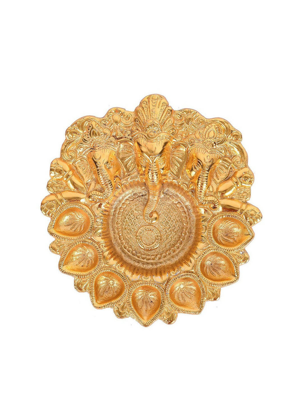 Craftvatika Gold-Toned Metal Lord Ganesha Design Kuber Diya