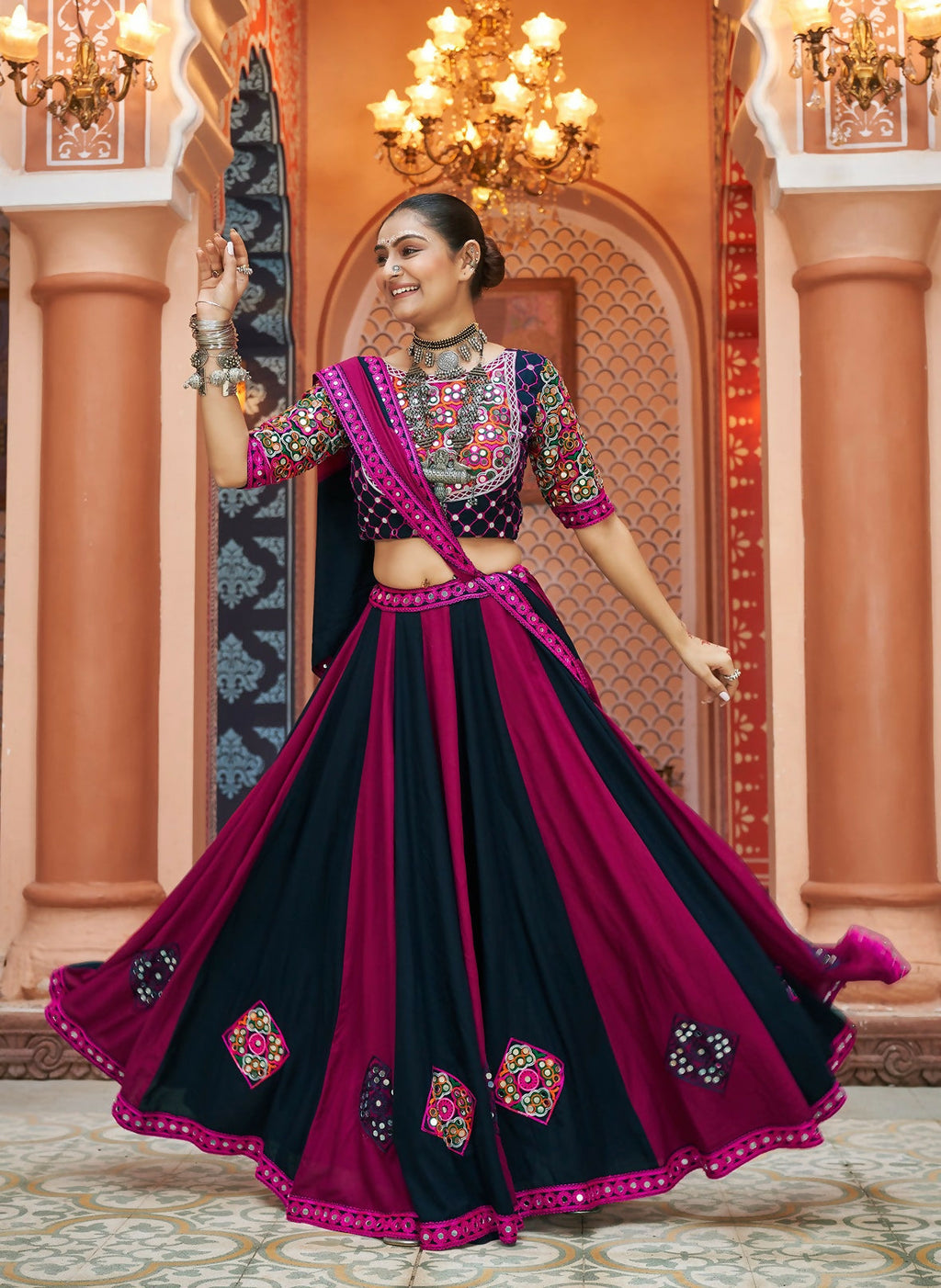 AI Fashion Multi Color Viscose Rayon Designer Navratri Lehenga Choli Collection