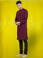 Even Apparels Pure Cotton Maroon Asymetrical Kurta - Maroon