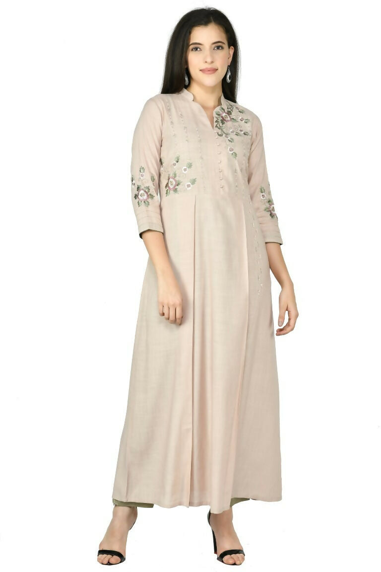 Joban Fashion Beige Cotton Rayon Kurta Set
