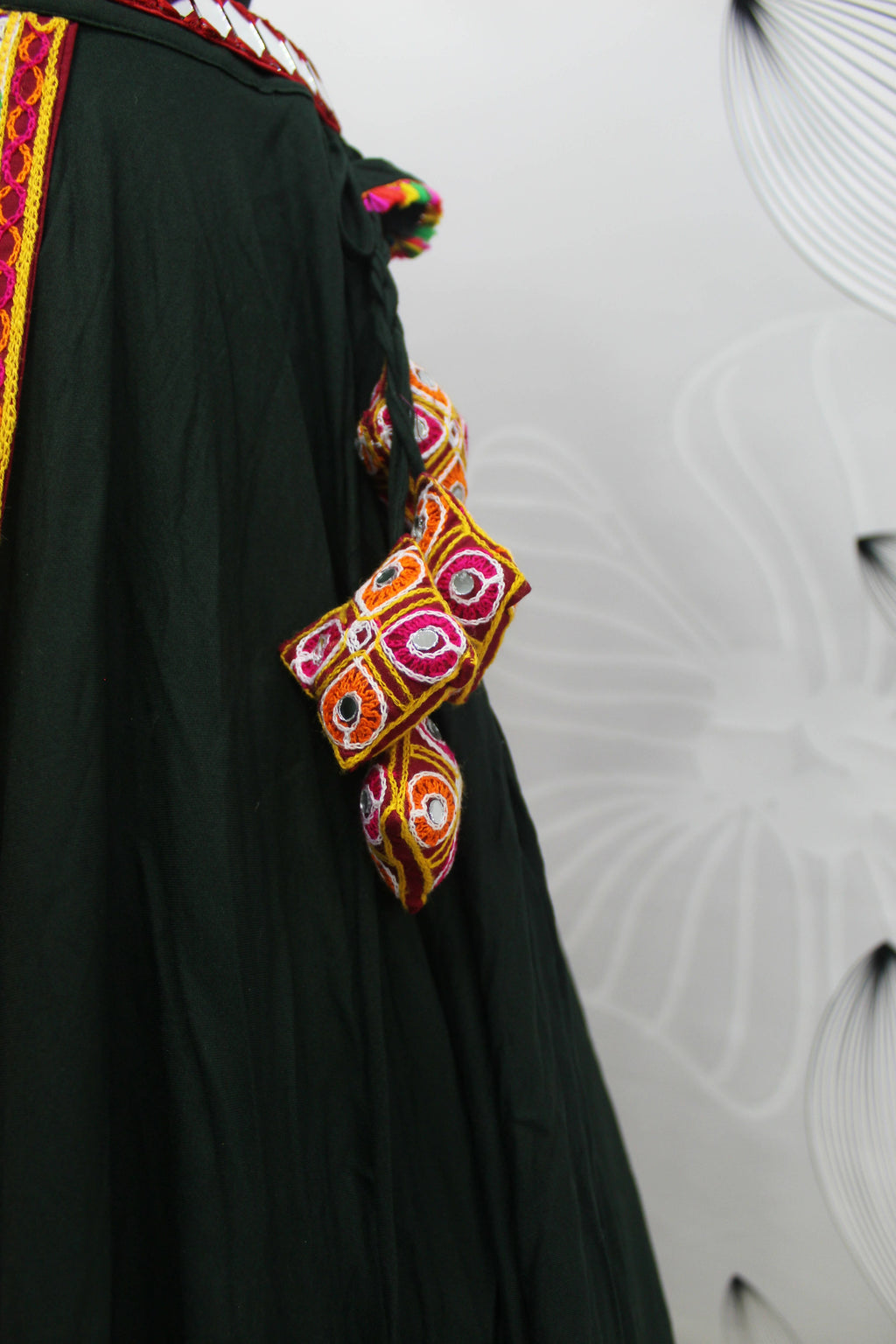 Green Viscose Rayon Thread Embroidered Navratri Lehenga Choli with Dupatta - Raas
