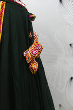 Green Viscose Rayon Thread Embroidered Navratri Lehenga Choli with Dupatta - Raas