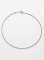NVR Women's Silver-Toned CZ-Studded Choker Necklace