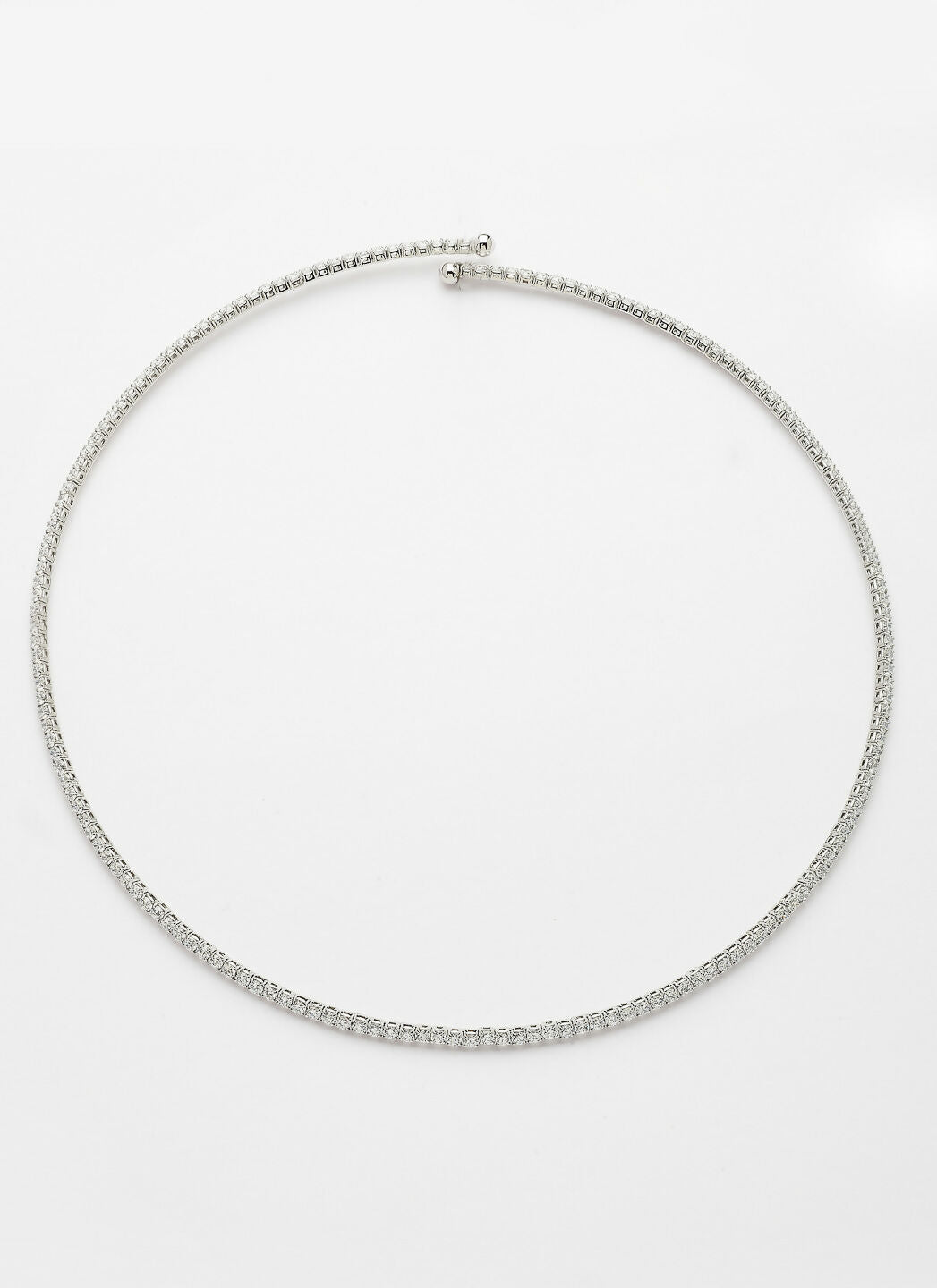 NVR Women's Silver-Toned CZ-Studded Choker Necklace