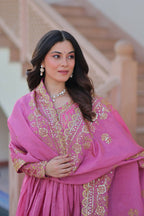 Joban Fashion Pink Crush Sequence Embroidery Work Kurta Set - Distacart