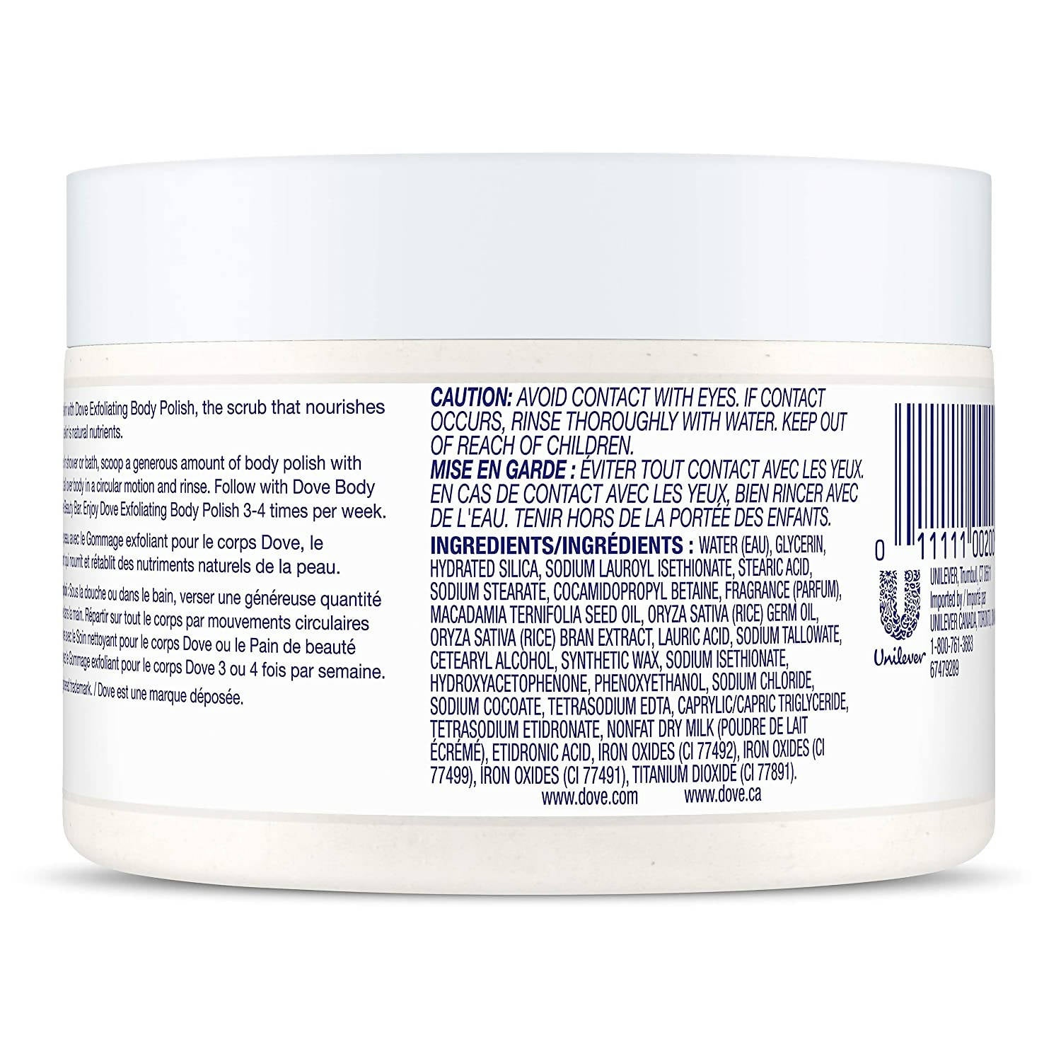 Dove Crushed Macadamia & Rice Milk Moderate Exfoliating Body Scrubating Body Polish Scrub