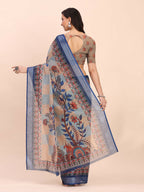 Shree Shyam Fashion Linen Cotton Cream Saree - Distacart