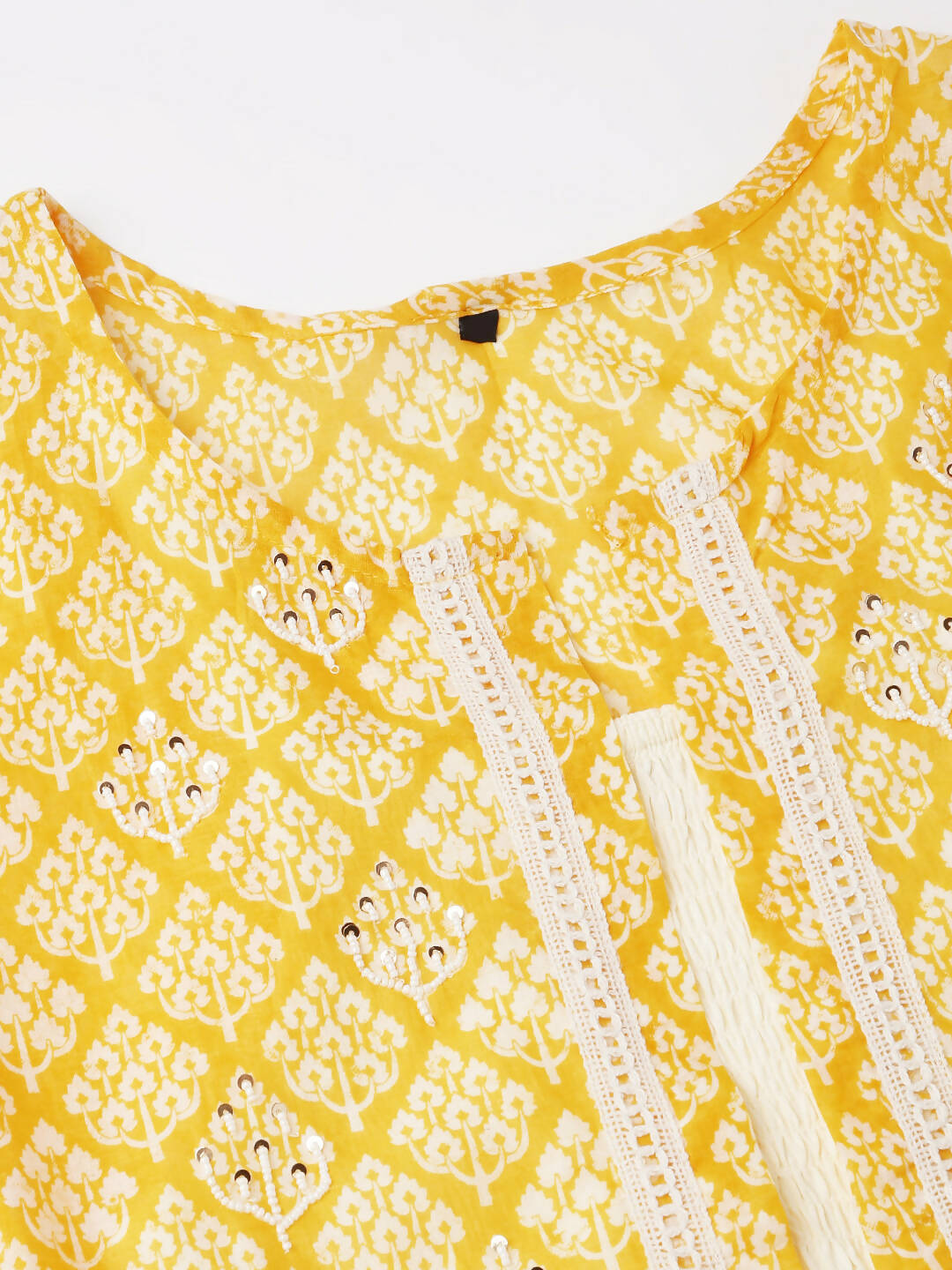 White Cotton Solid Flared Dress with Printed Shrug - Yukti - Distacart