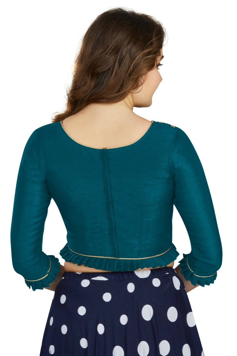Aastha Fashion Women's Teal Art Silk Designer Party Wear Readymade Blouse