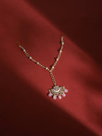 Gold-Plated White Kundan-Studded Pearl Beaded Matha Patti - Ruby Raang - Distacart