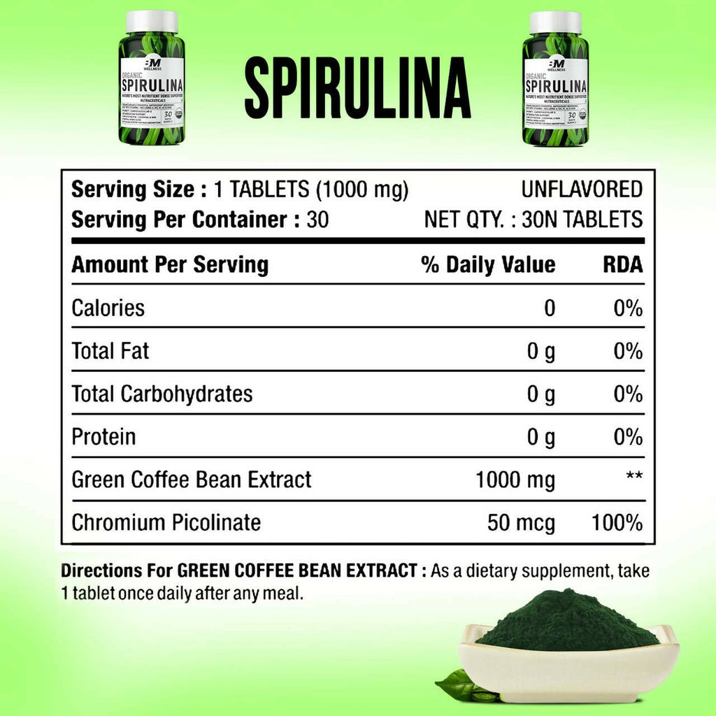 BM Wellness Organic Spirulina Tablets - Distacart