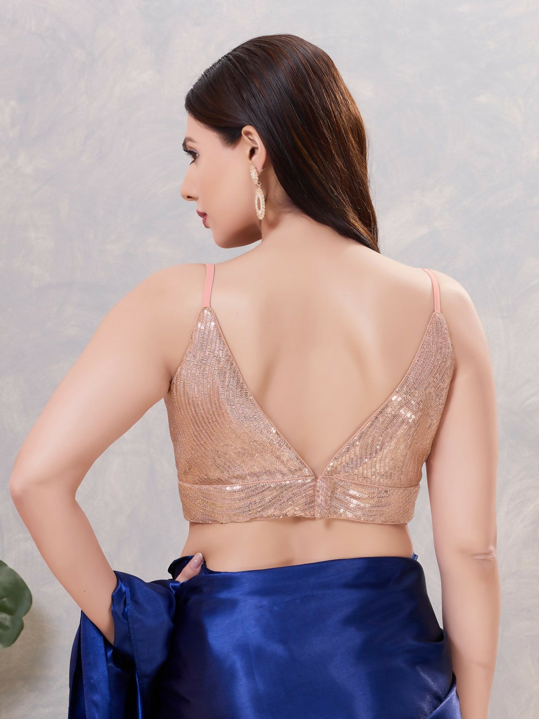 Joban Fashion Women Sequin Rose-Gold Stitched Blouse