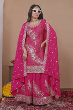 Lehenga Mart Designer Sharara Suit With Kurta, Sharara, Dupatta For Women-Pink - Distacart