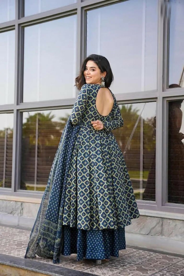 Aayaa Designer Printed Cotton Silk Suit - Multi Color