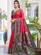 Anaita Red Silk Saree With Blouse Piece - Distacart