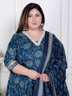 Miravan Plus Size Women'S Jashn Hand Block Printed Ethnic Anarkali Kurta And Dupatta - Distacart