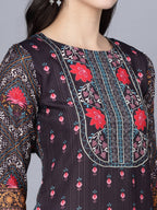 Myshka Women Multicoloured Ethnic Motifs Printed Mirror Work Kurta - Distacart