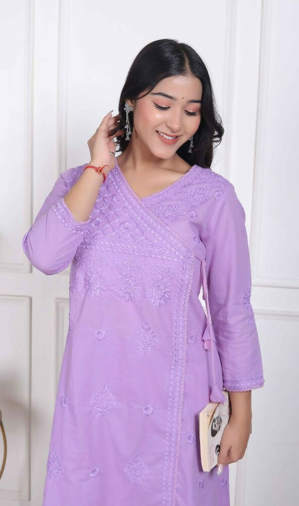 Miravan Womens Lavender Angrakha Kurta Set - Distacart