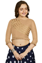 Aastha Fashion Women's Beige Art Silk Designer Party Wear Readymade Blouse