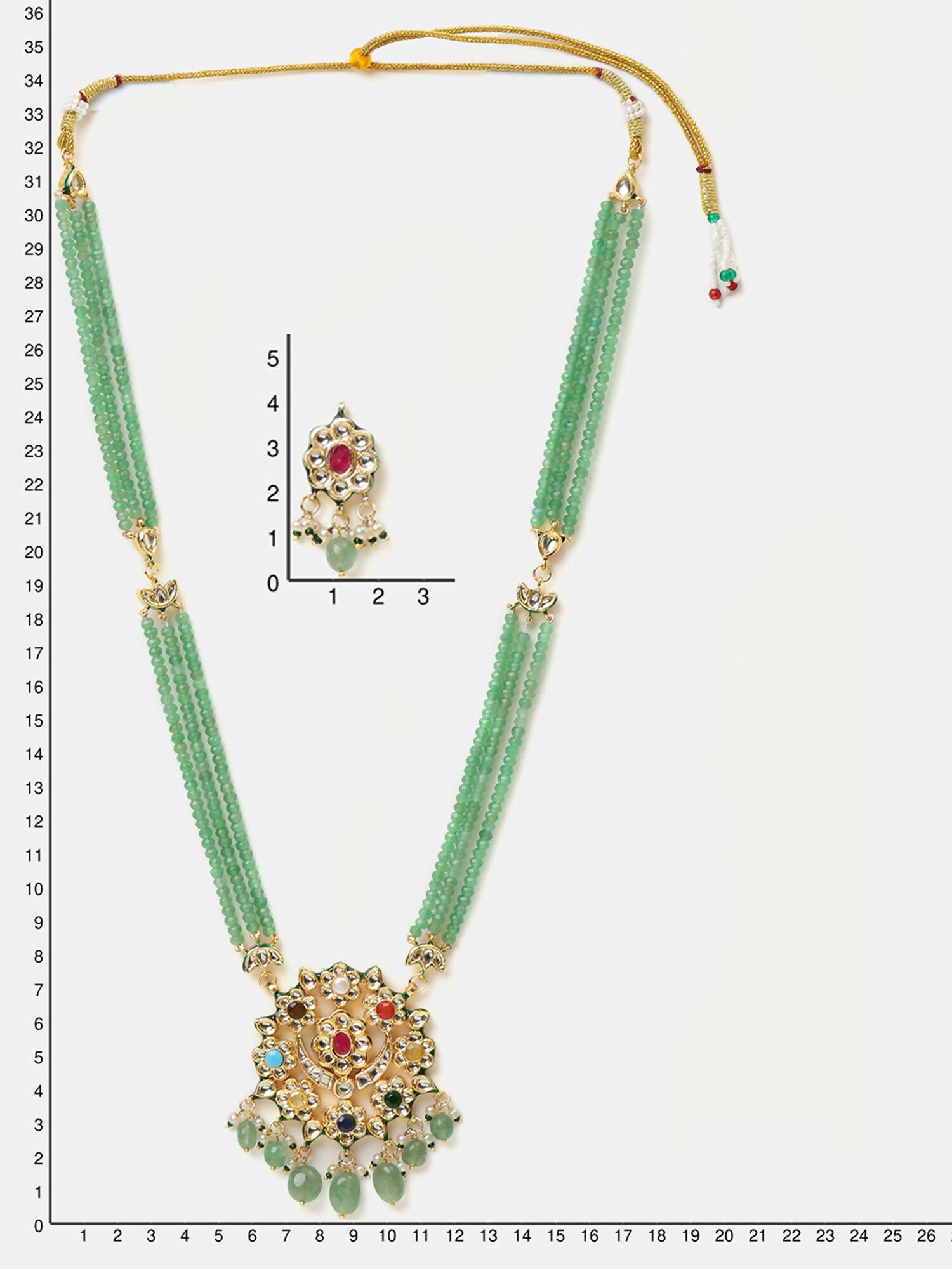 Ruby Raang Long Kundan Neckpiece With Earrings