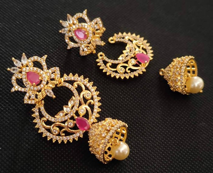Buy AD Rubies Designer 4 in 1 earrings